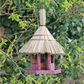 Artisan Hexagonal Thatched Bird Table – Red