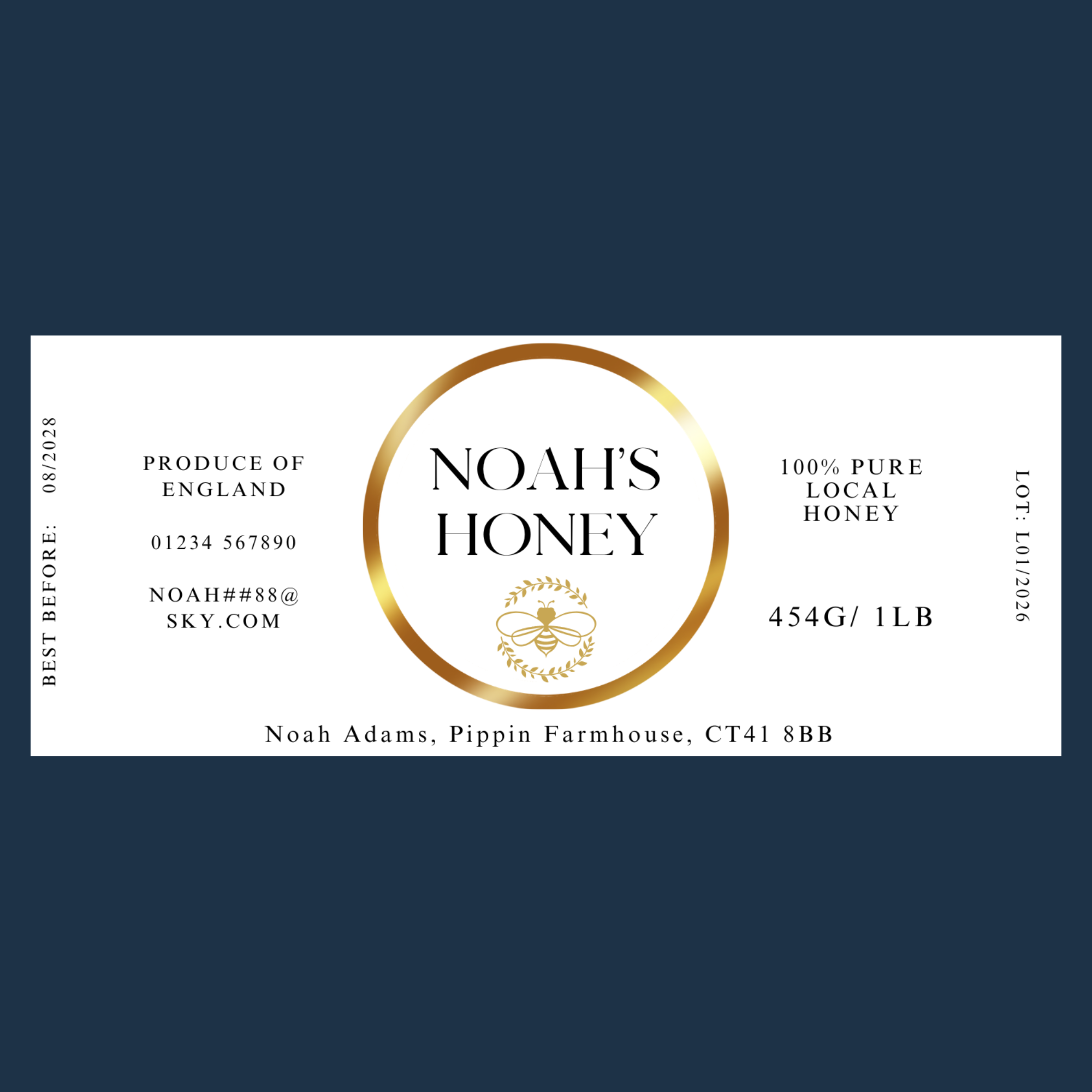 The Golden Circle Honey Labels (50 or 100 labels)