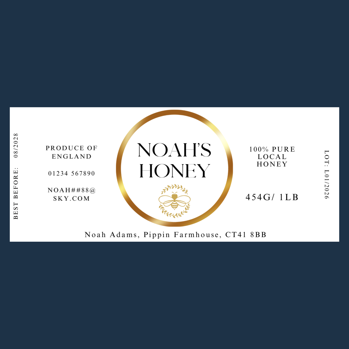 The Golden Circle Honey Labels (50 or 100 labels)