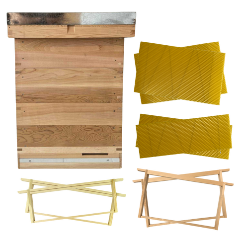 National Complete Hive Kit with Frames & Wax Foundation FLAT PACKED  - Cedar