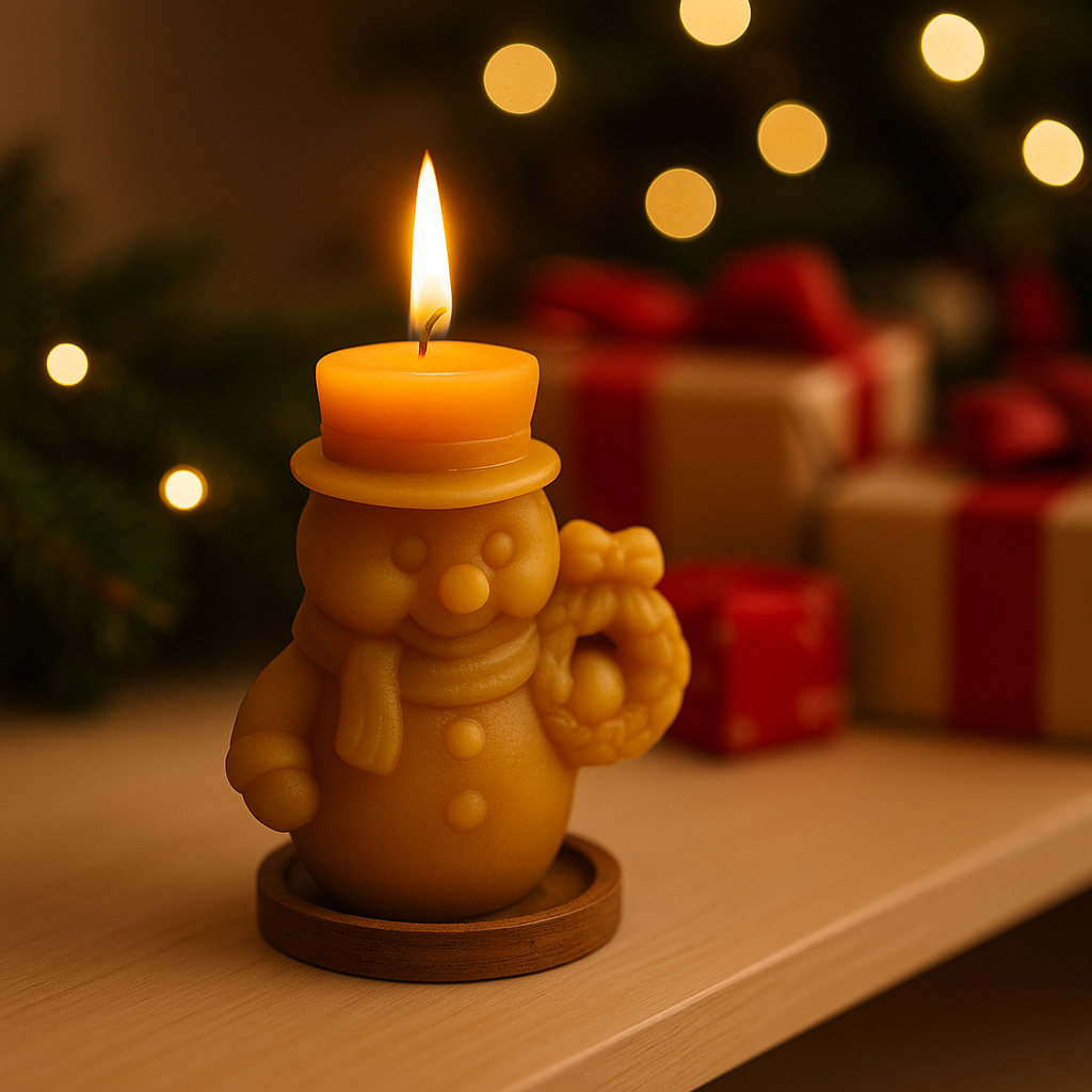 The Snowman With Wreath Candle Mould