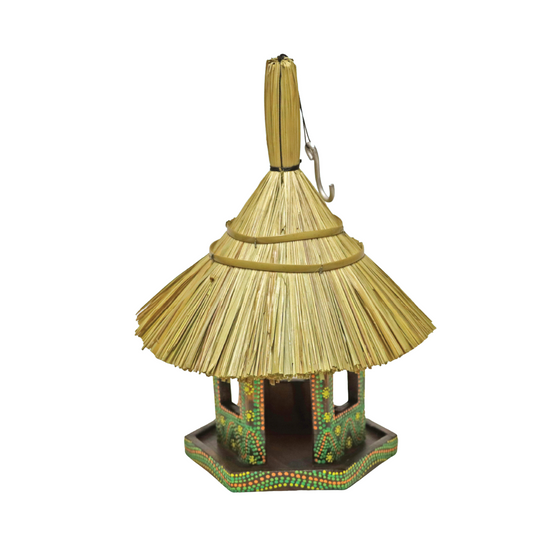 Artisan Hexagonal Thatched Bird Table