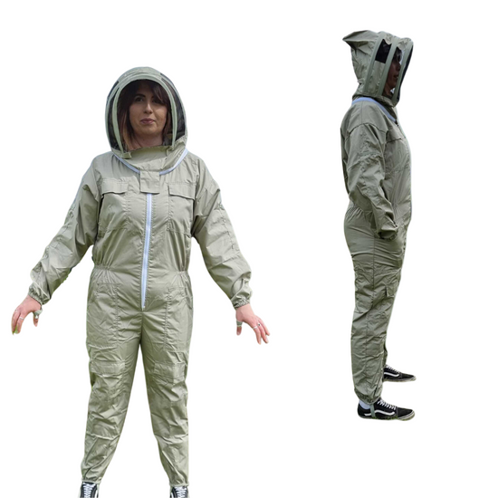 Poly Cotton Suit with Fencing Veil: Olive