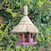 Artisan Hexagonal Thatched Bird Table – Red