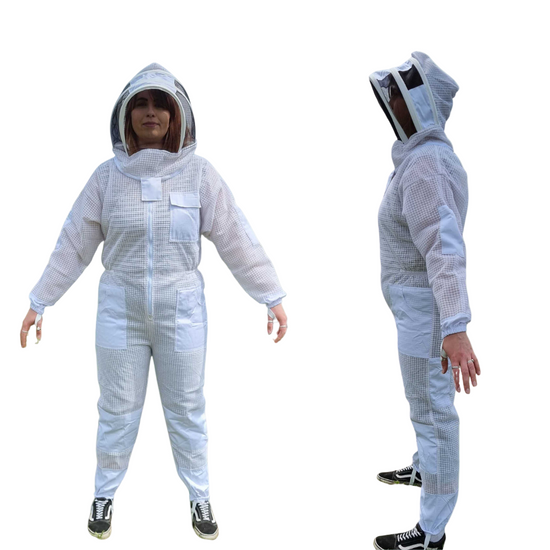 Vented Suit with Fencing Veil - Colour: White