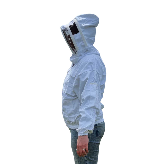 Jacket with Fencing Veil - White
