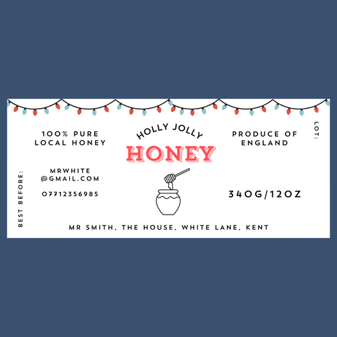 The Holly Jolly Honey Labels (50 or 100 labels)
