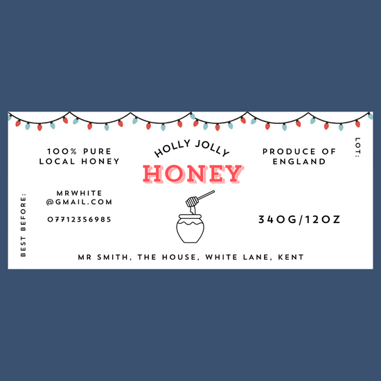 The Holly Jolly Honey Labels (50 or 100 labels)