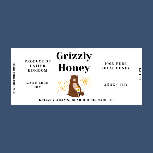 The Grizzly Bear Honey Labels (50 or 100 labels)