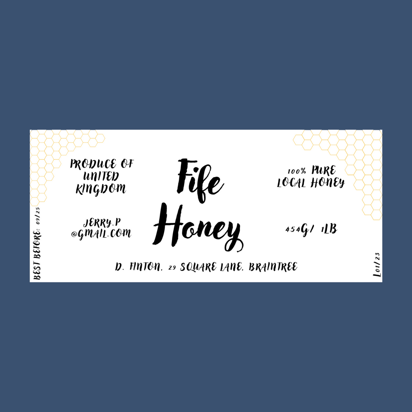 The Golden Comb Honey Labels (50 or 100 labels)