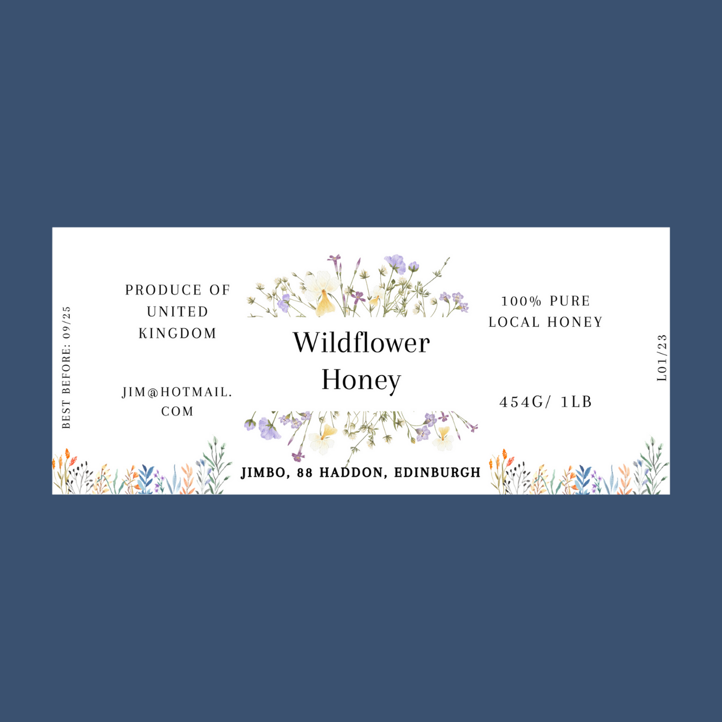 The Wildflower Honey Labels (50 or 100 labels)