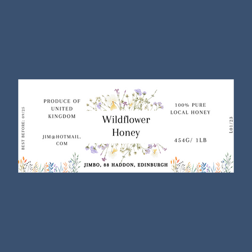 The Wildflower Honey Labels (50 or 100 labels)