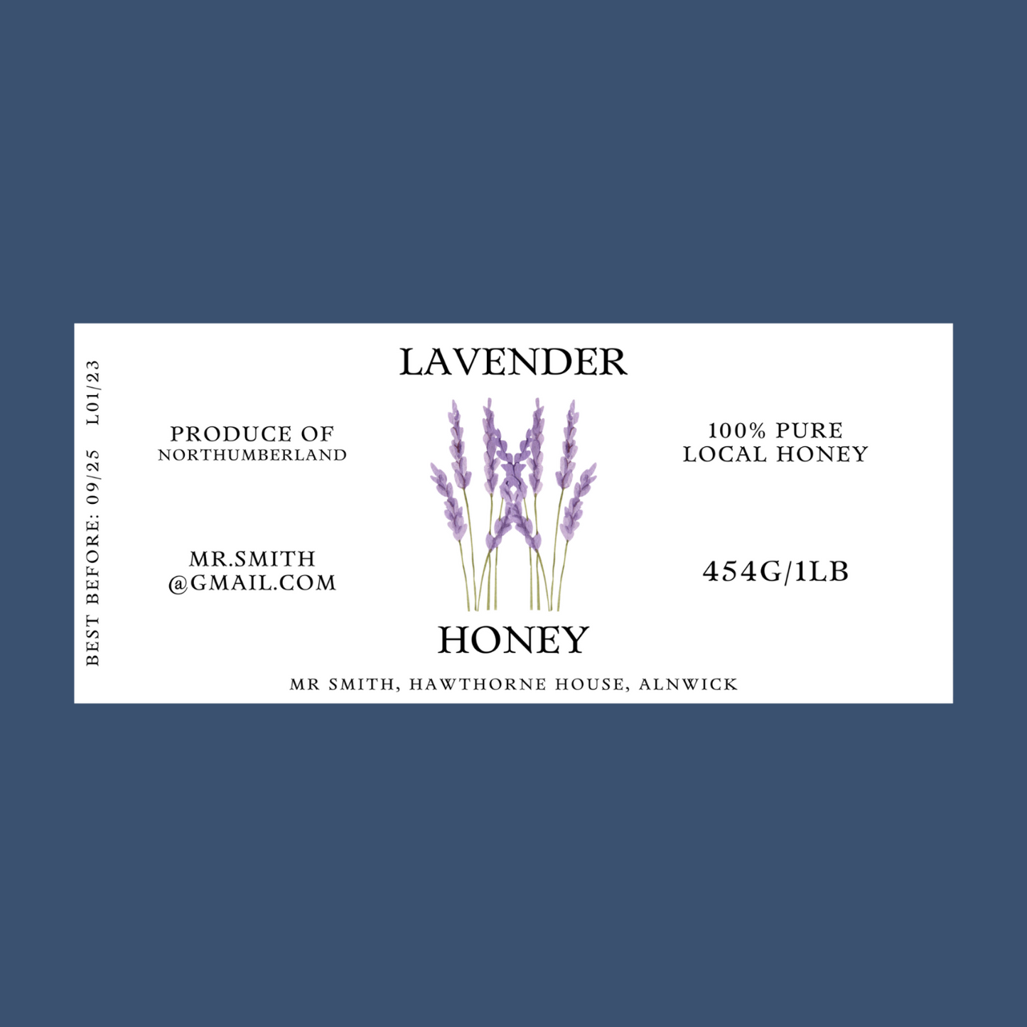The Luscious Lavender Honey Labels (50 or 100 labels)