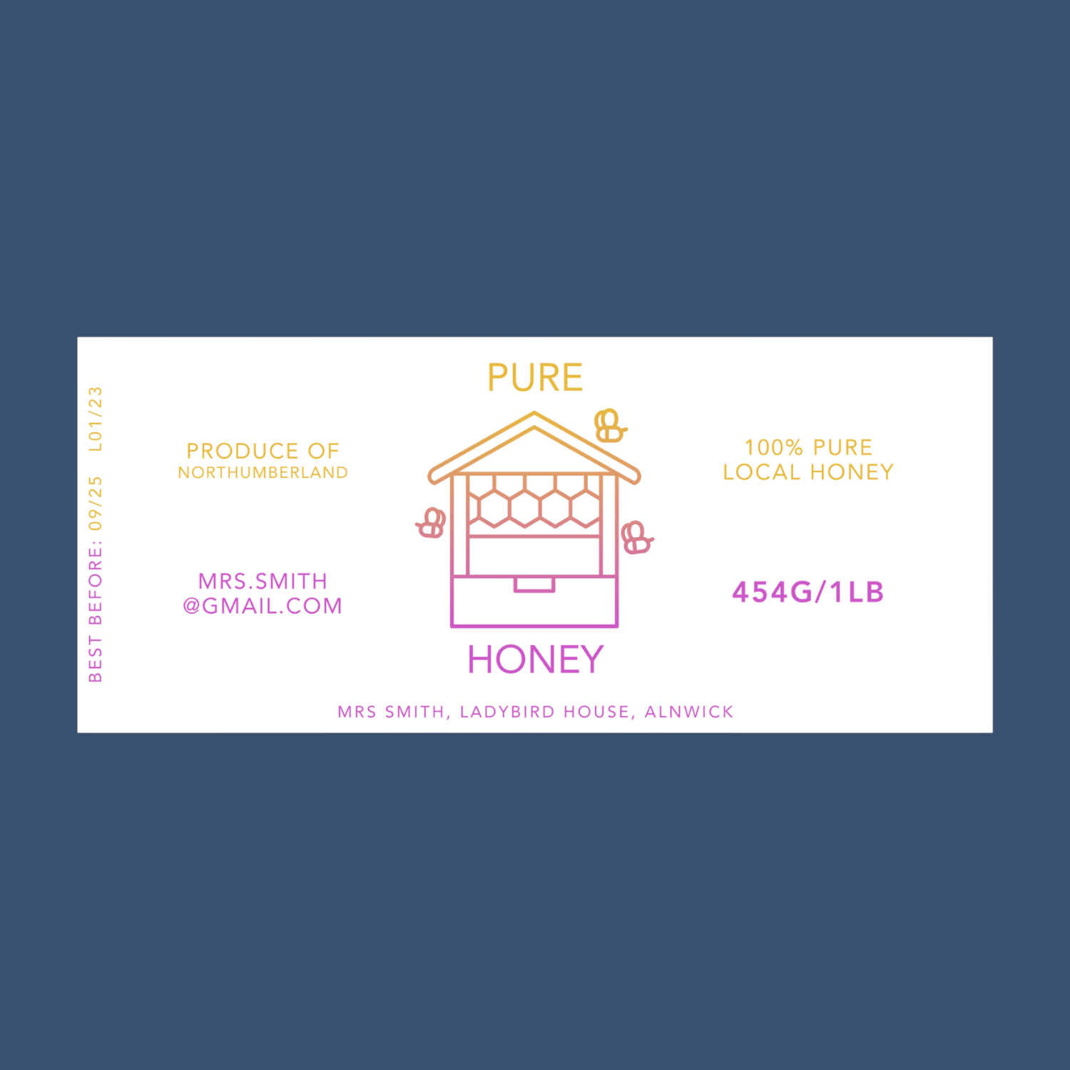 The Rhubarb & Custard Honey Labels (50 or 100 labels)