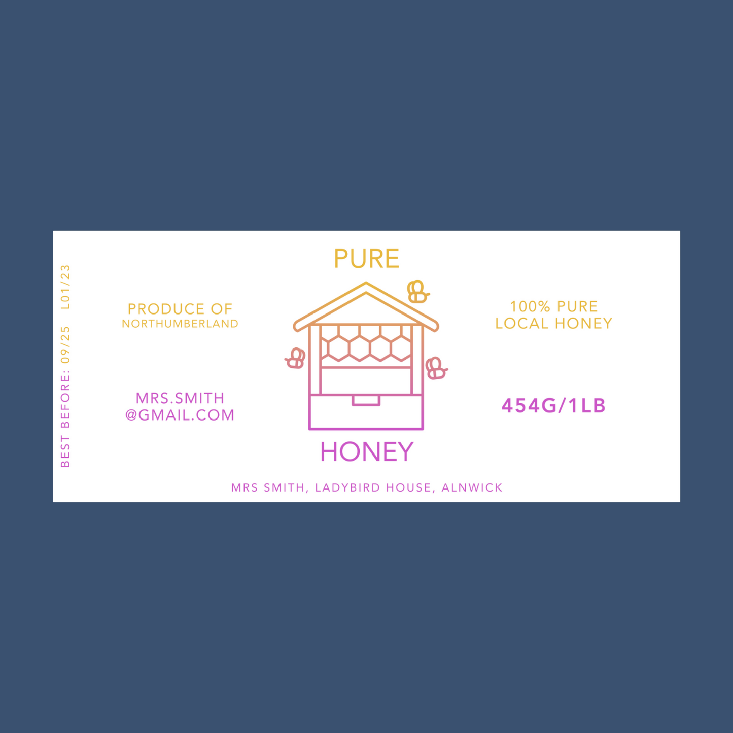 The Rhubarb & Custard Honey Labels (50 or 100 labels)