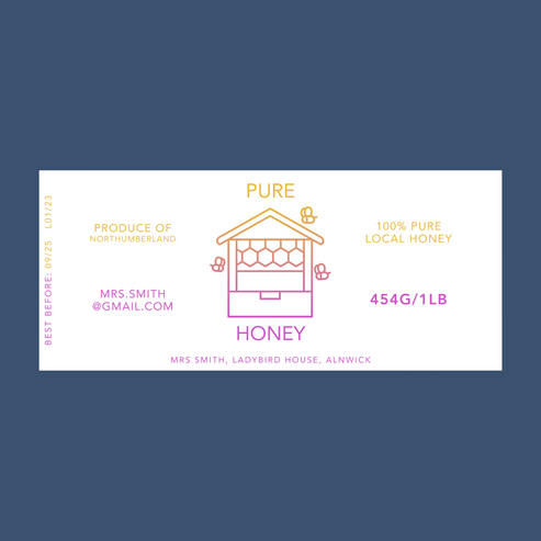 The Rhubarb & Custard Honey Labels (50 or 100 labels)