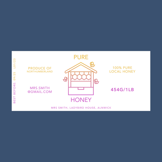 The Rhubarb & Custard Honey Labels (50 or 100 labels)