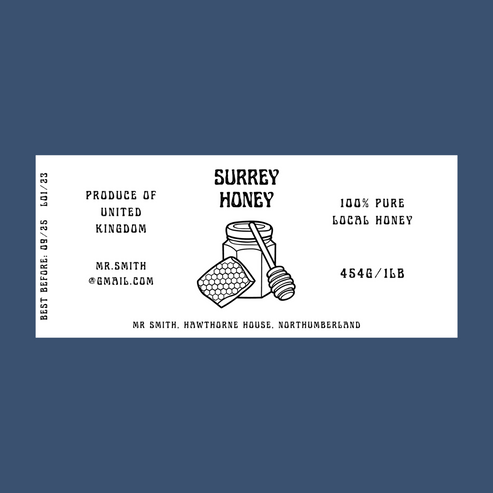 The Comb & Dipper Honey Labels (50 or 100 labels)