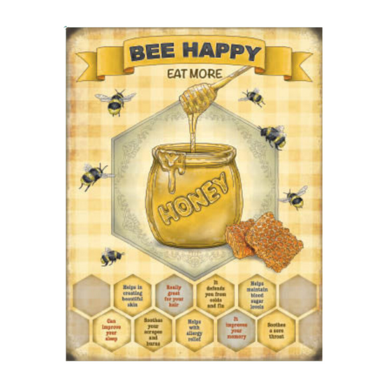 Bee Happy Metal Sign