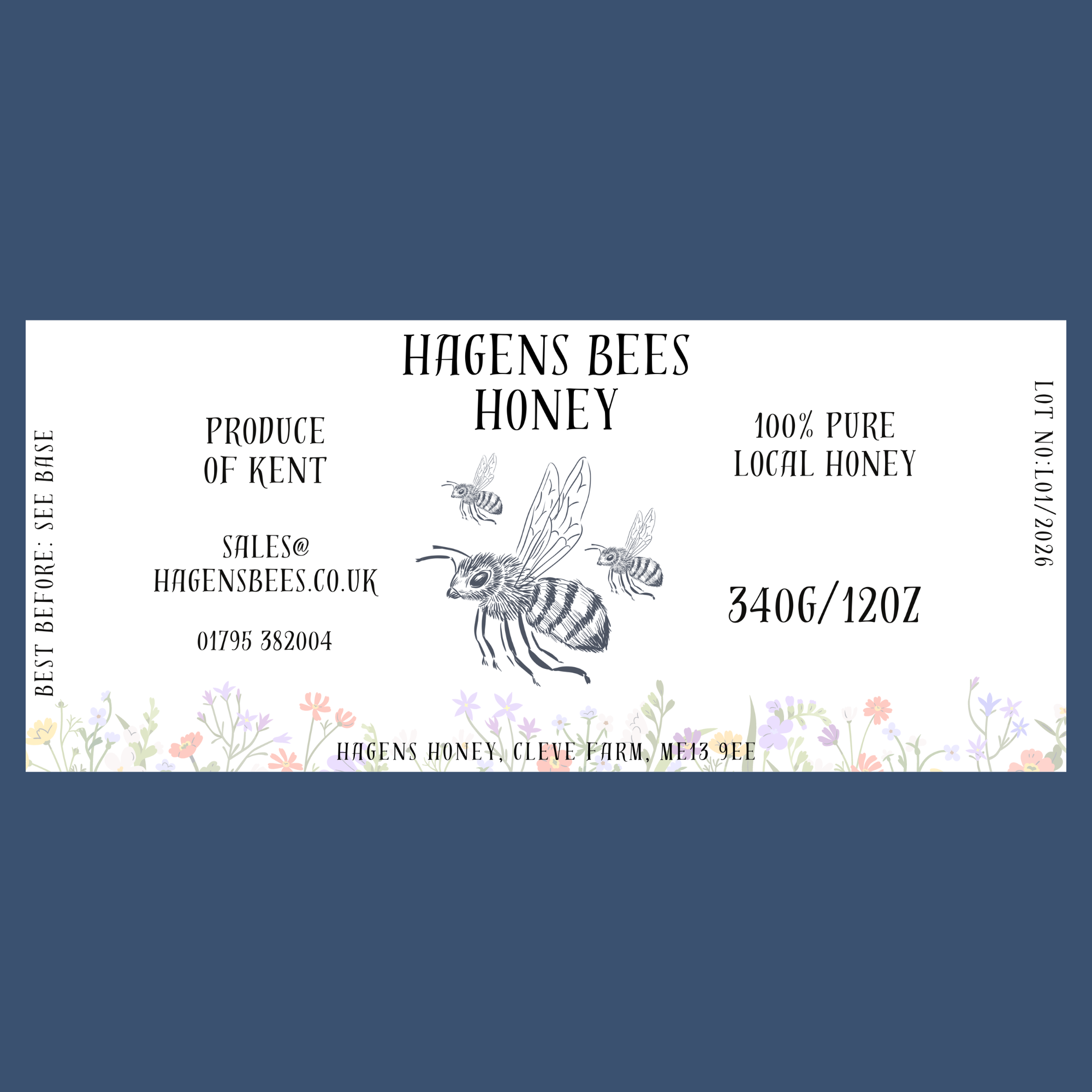 The Bee In Flight Labels (50 or 100 labels)