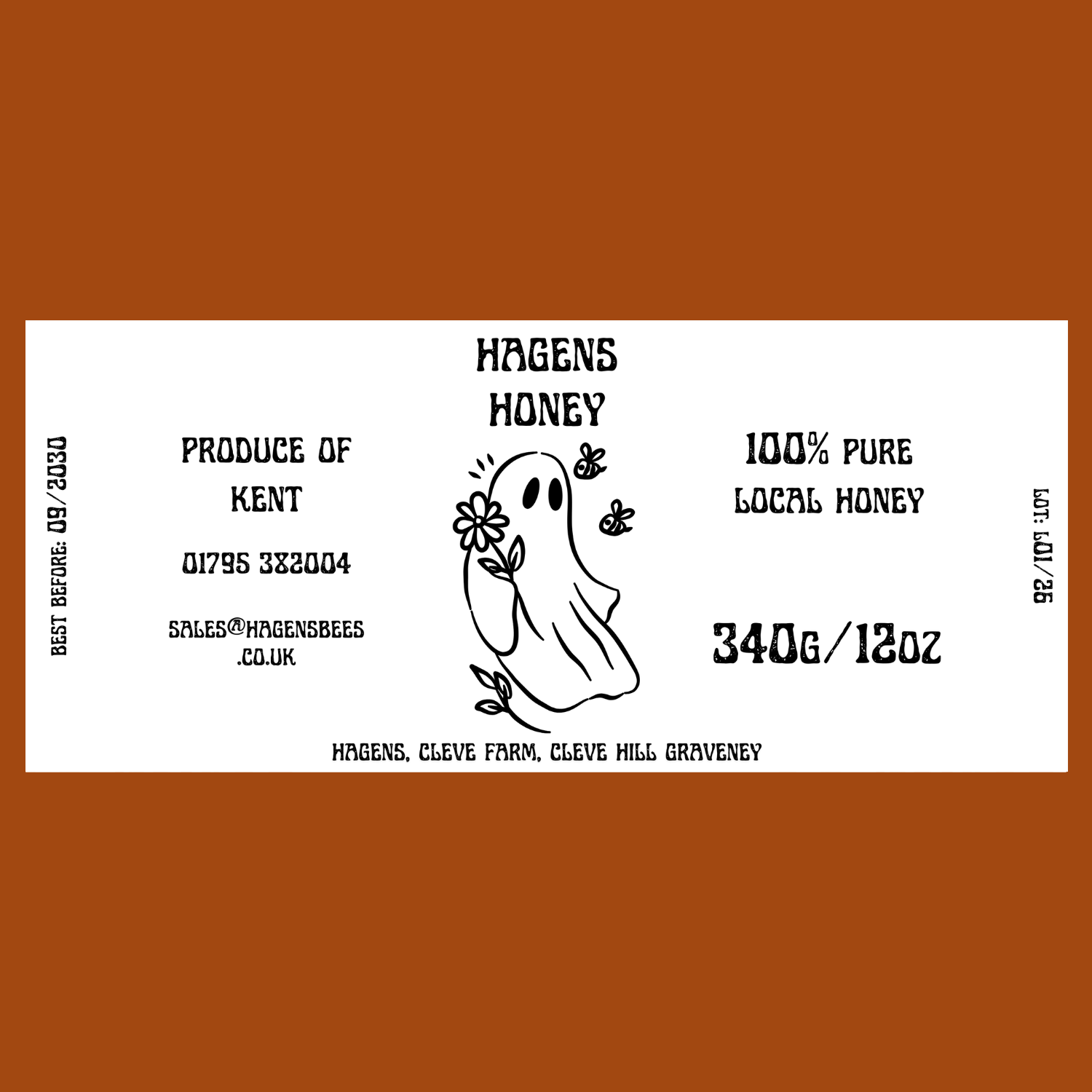 The Ghostly Bee Labels (50 or 100 labels)