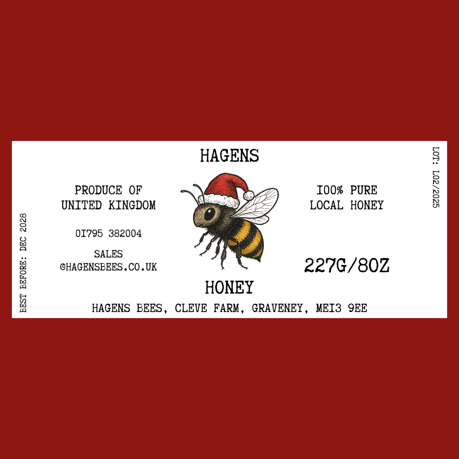 The Christmas Bee (50 or 100 labels)